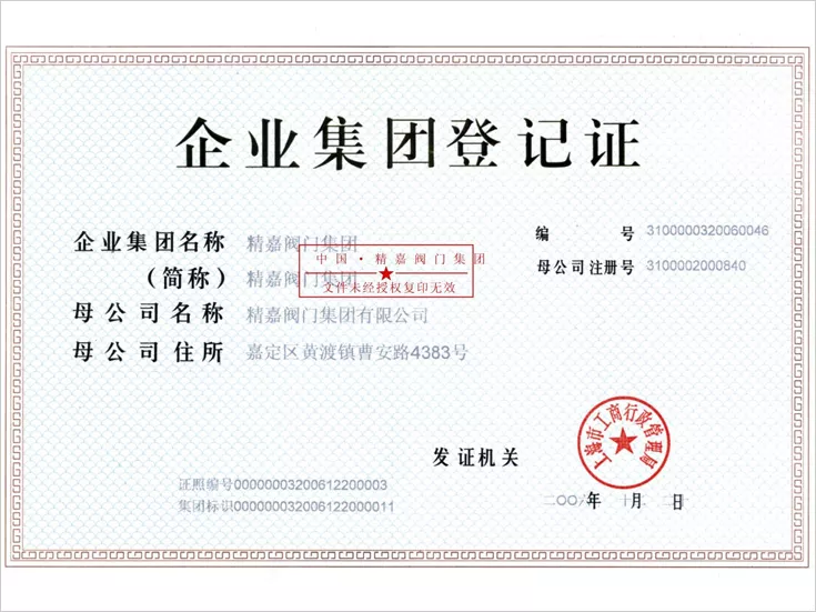 企业集团登记证